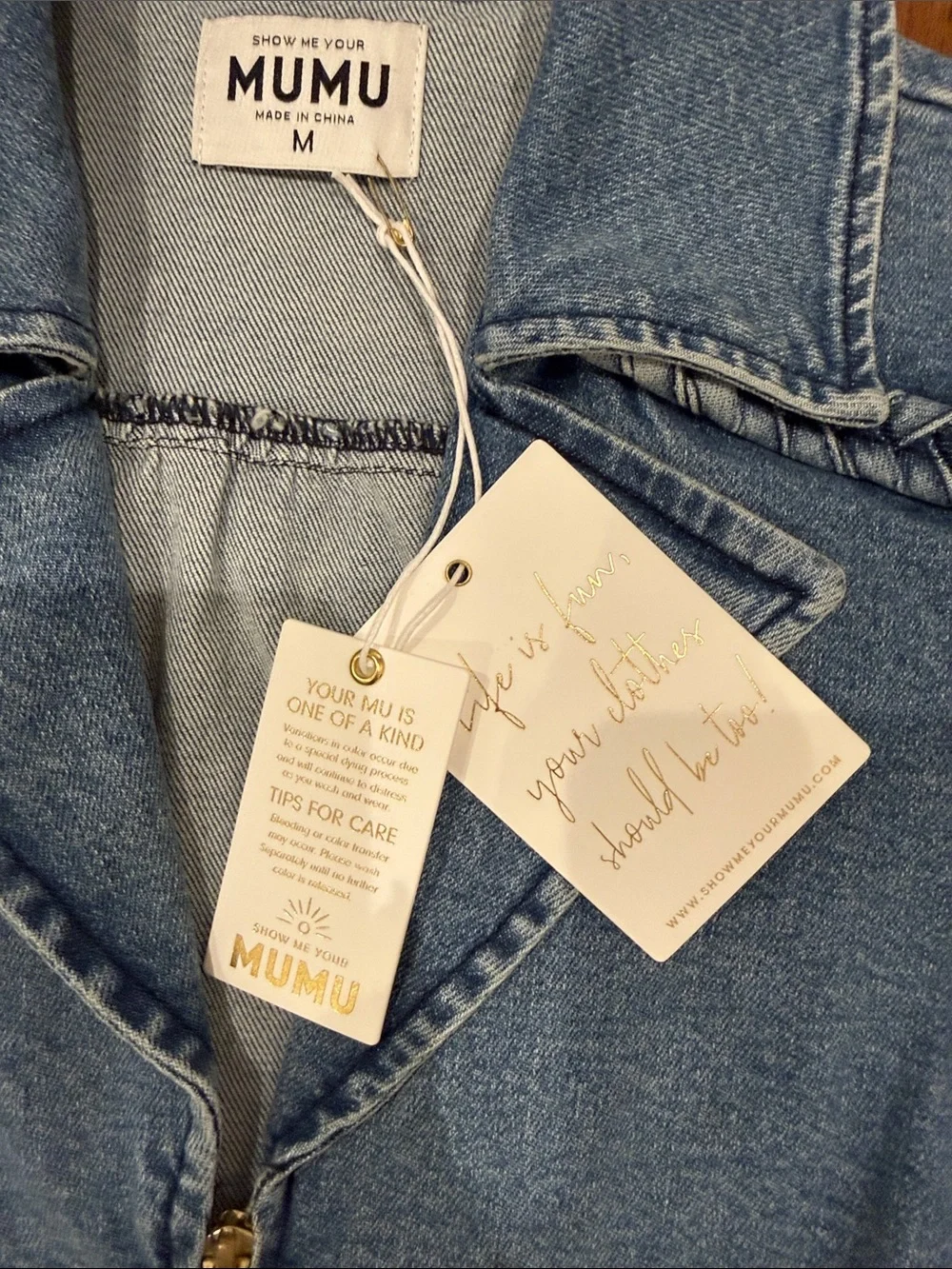 Show Me Your MuMu Denim Zip-Front Dress with Braided Belt - Blue
